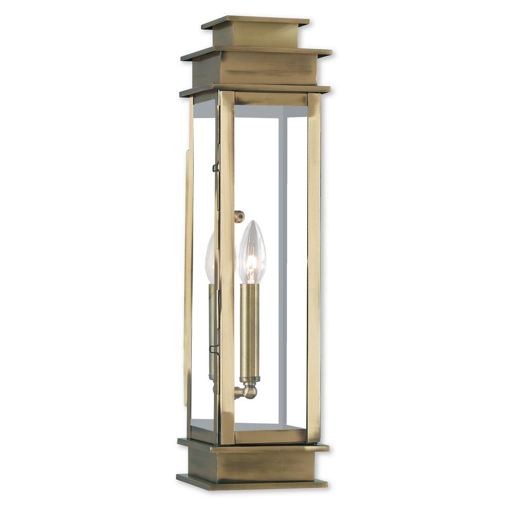 Livex Lighting Princeton 1Light Antique Brass Outdoor Wall Mount Lantern2020701  The Home Depot