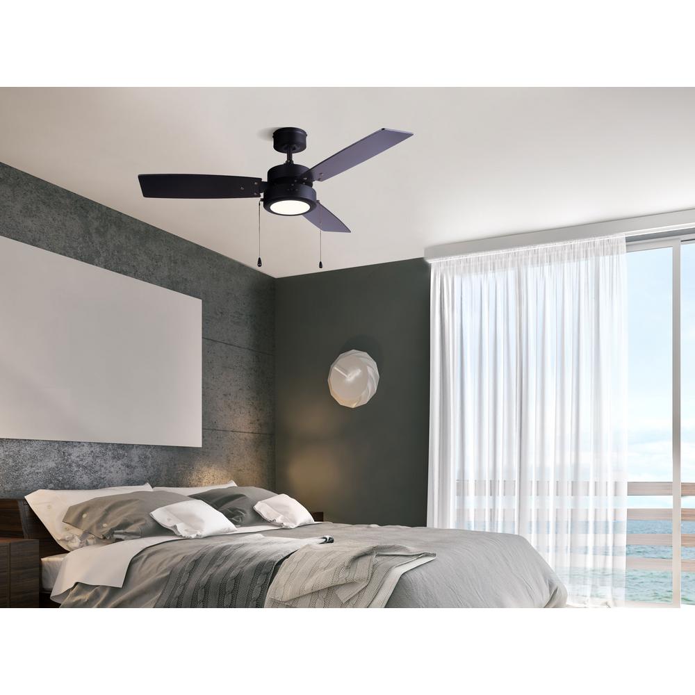 Canarm Wallis 42 In Integrated Led Black Ceiling Fan With Light Kit