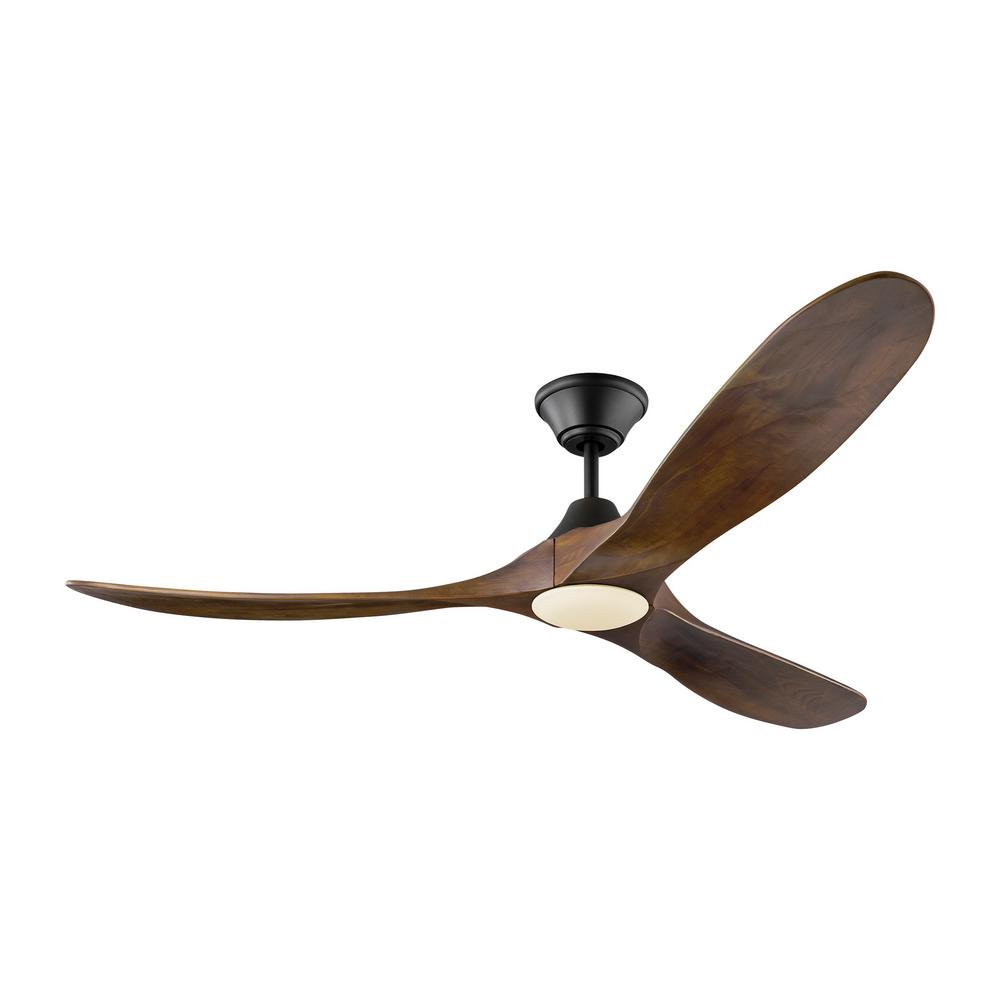 Monte Carlo Maverick Led 60 In Integrated Indoor Outdoor Matte Black Ceiling Fan With Dark Walnut Blades Remote Control