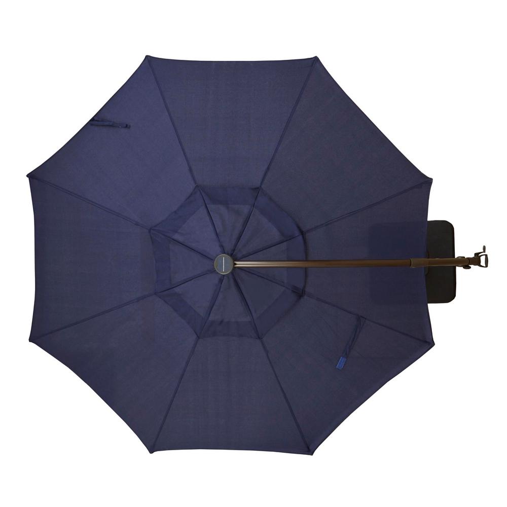 Hampton Bay 11 Ft Aluminum Cantilever Solar Led Offset Outdoor Patio Umbrella In Midnight Navy Blue Yjaf052 Mi The Home Depot