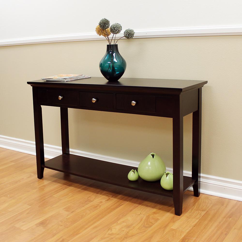 Donnieann Ferndale Espresso 3 Drawer Console Table 355 The Home
