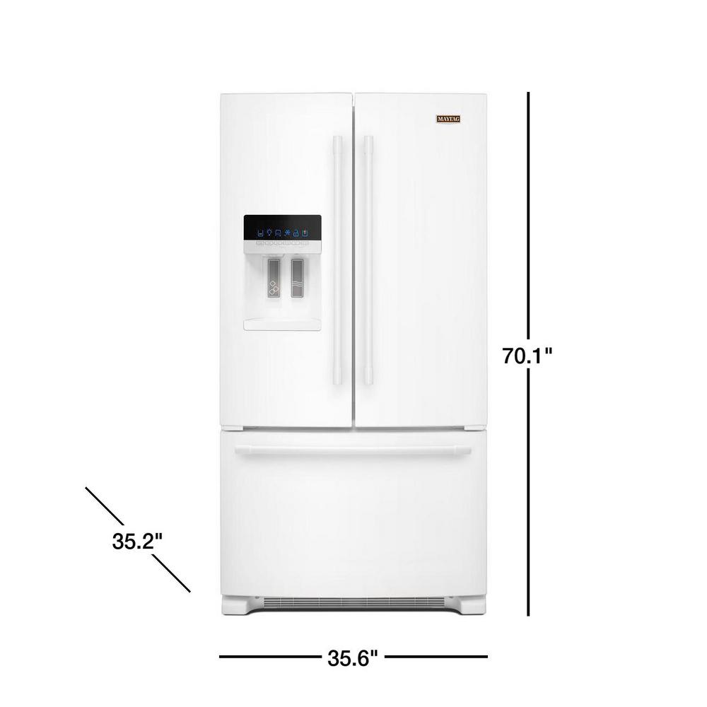 Maytag 25 Cu Ft French Door Refrigerator In White With Power Cold Feature Mfi2570few The Home Depot