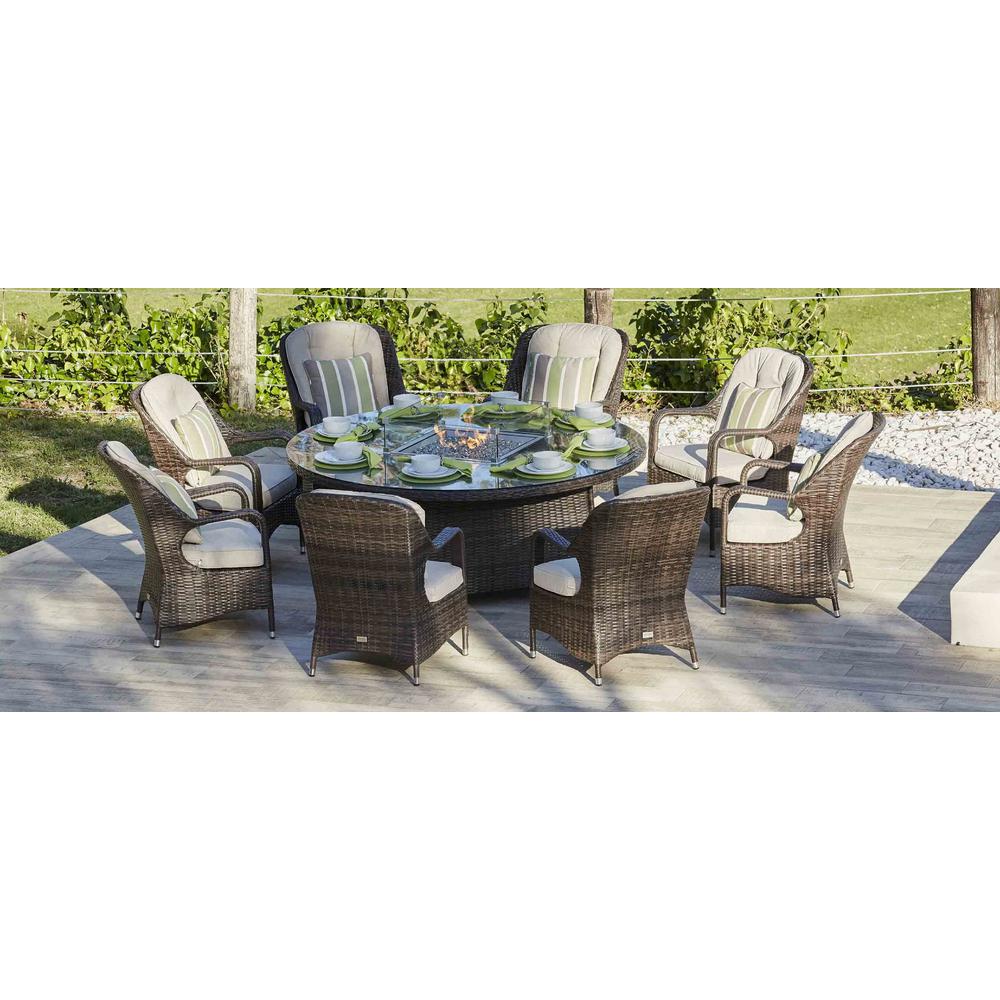 Direct Wicker Eton 8 Seat Brown Round Wicker Outdoor Fire Pit