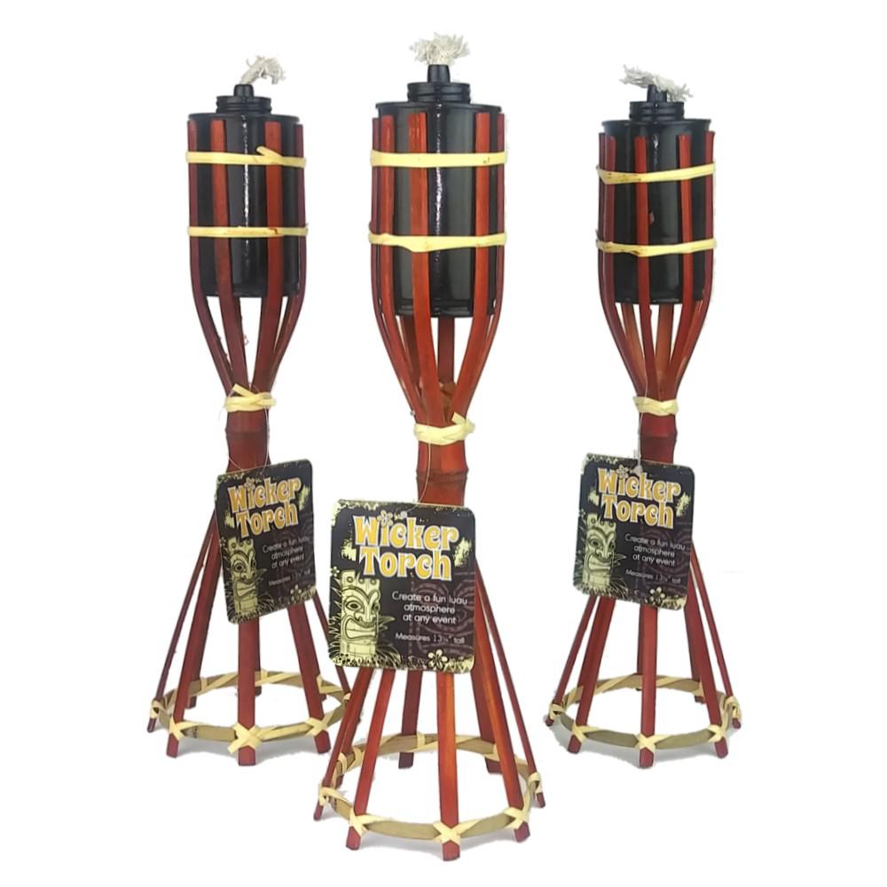 Bamboo Wicker Table Top Torch 3 Pack