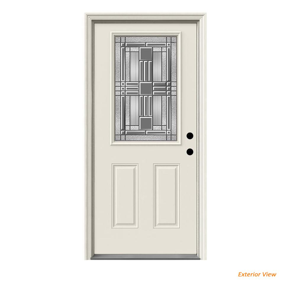 Jeld Wen 36 In X 80 In Cordova 1 2 Lite Primed Premium Steel Prehung Front Door With