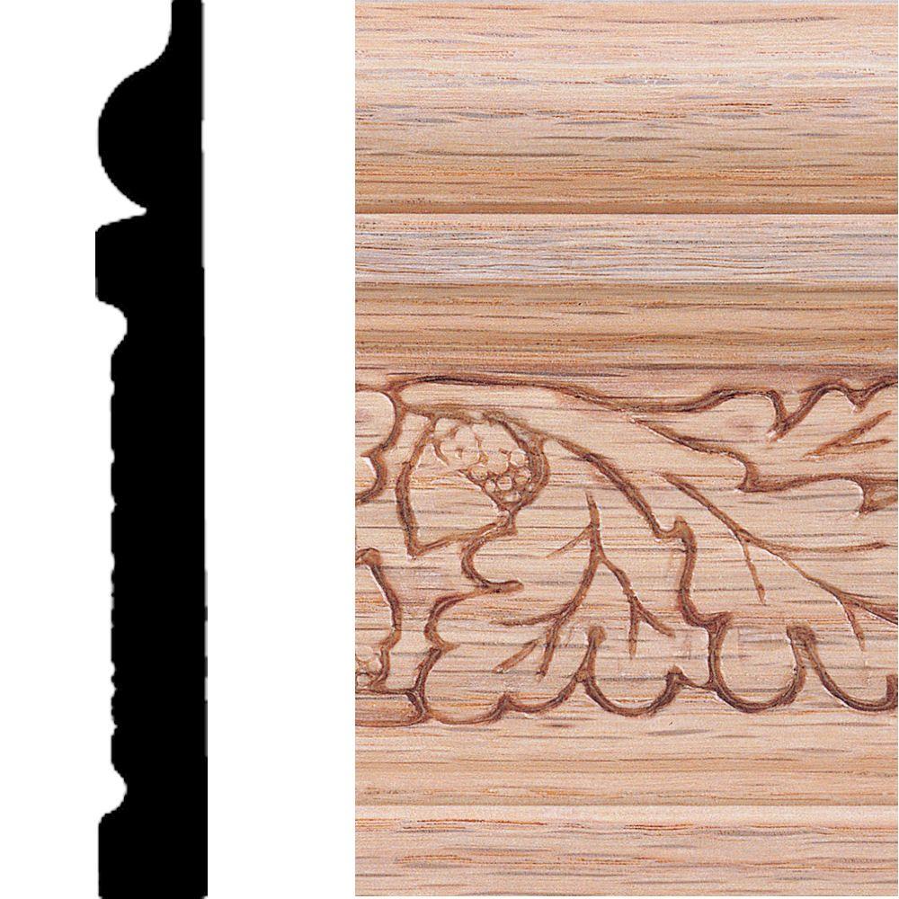 House Of Fara 1/2 In. X 4 In. X 8 Ft. Oak Embossed Oak Leaf Base ...