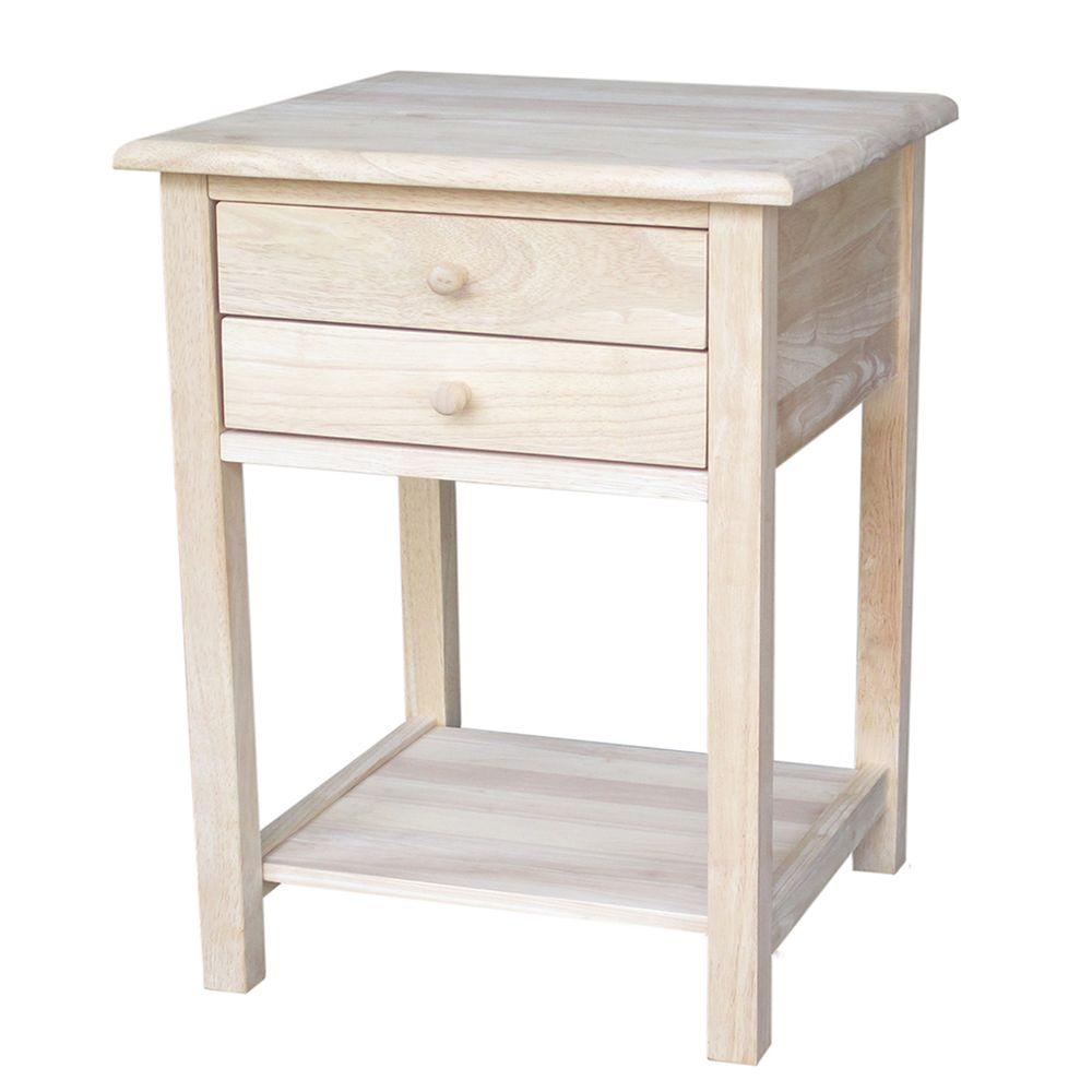 Tall Above 25 In End Tables Accent The Home Depot Unfinished Lamp Table With 2 Drawer