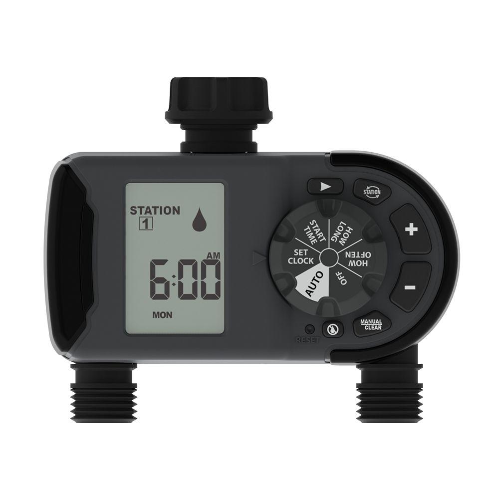 Drip And Soaker Hose Compatible Timers Sprinkler 2 Outlet Hose Faucet Timer