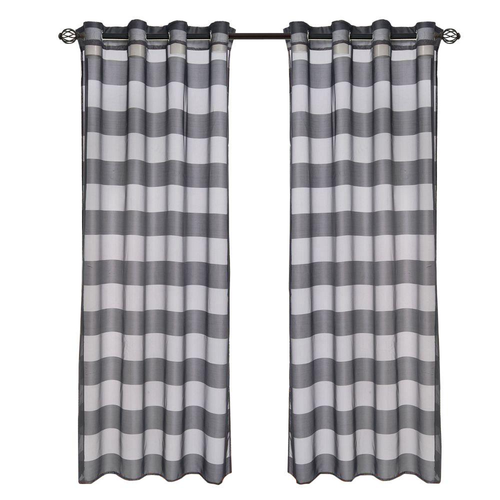 Lavish Home Black Sofia Grommet Curtain Panel 95 In Length 63