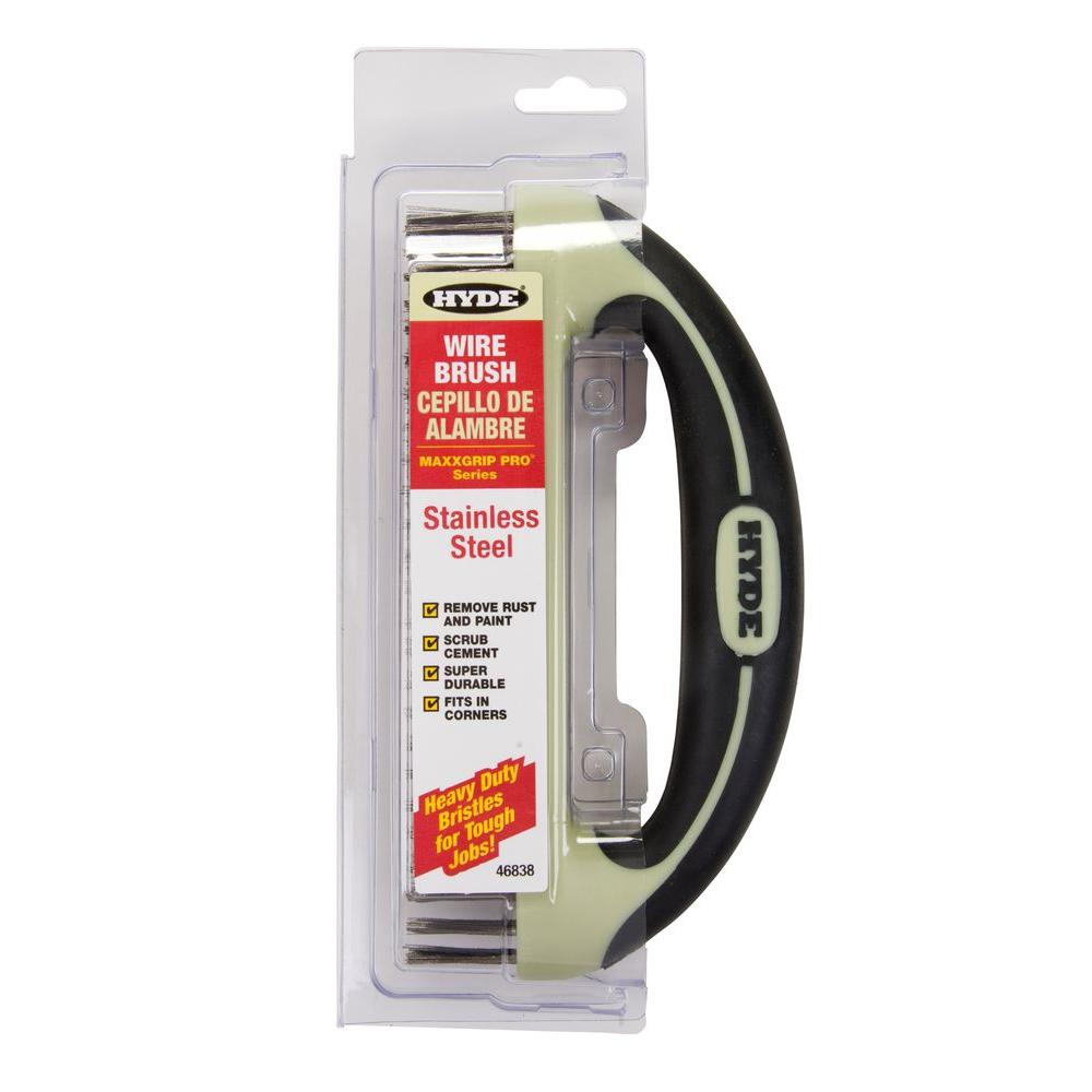 Hyde 8 in. Maxxgrip Pro Stainless Steel Wire Brush46838 The Home Depot