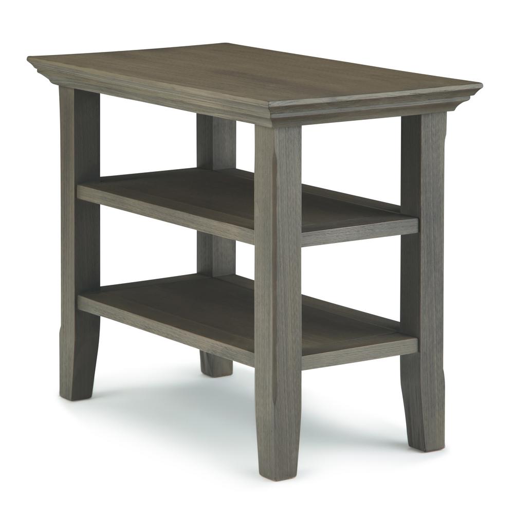 Simpli Home Acadian Solid Wood 14 In Wide Rustic Narrow Side Table In Farmhouse Grey Axwell3 008 Fg The Home Depot