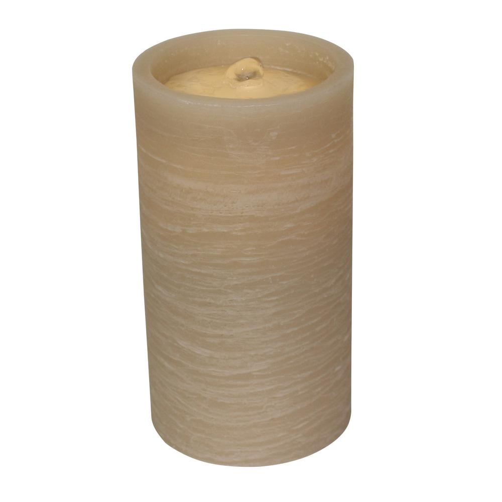 Aquaflame Sand Battery Operated Pillar Candle with Water Fountain 26398 The Home Depot