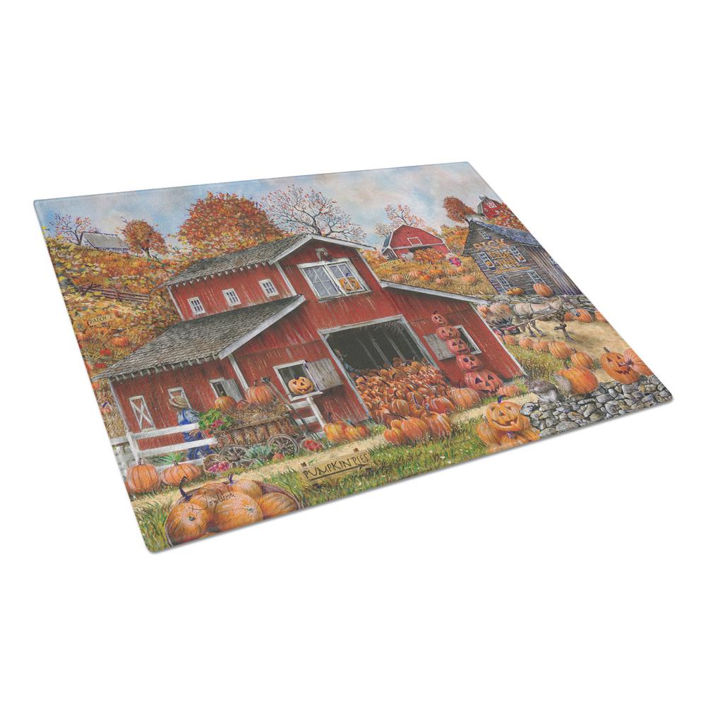 Carolines Treasures Pick your Own Pumpkins Fall Tempered Glass Large Cutting Board, Multi-Color - PTW2025LCB - Cooking Large Tempered Glass Cutting Board is heat resista sku PTW2025LCB