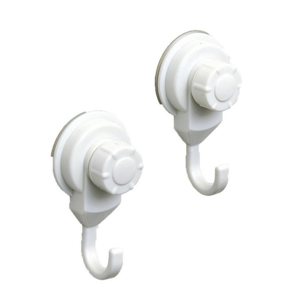 Evideco White Bath, Kitchen, Home Strong Hold Suction Hooks (Set of 2
