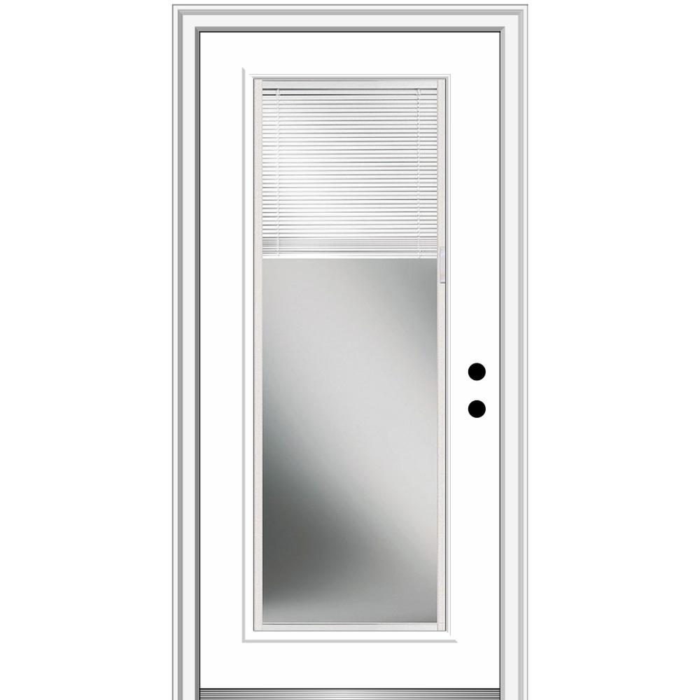 Mmi Door 36 In X 80 In Internal Blinds Left Hand Inswing Full Lite Clear Primed Steel Prehung Front Door