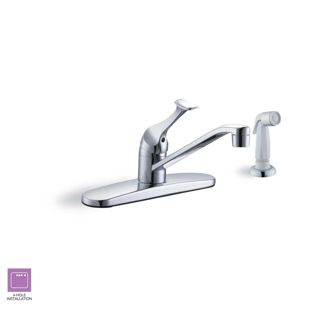 Glacier Bay 67552 1201 Single Handle White Side Sprayer Kitchen Faucet In Chr Faucets Plumbing Fixtures