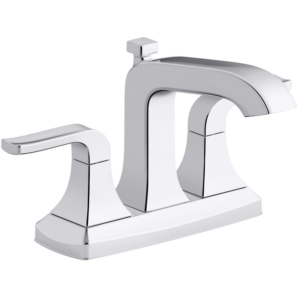 KOHLER Rubicon 4 in. Centerset 2-Handle Bathroom Faucet in Polished Chrome