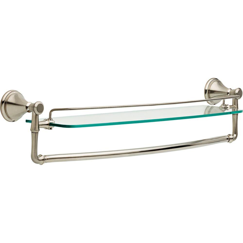 Delta Cassidy 24 In Glass Bathroom Shelf With Towel Bar In