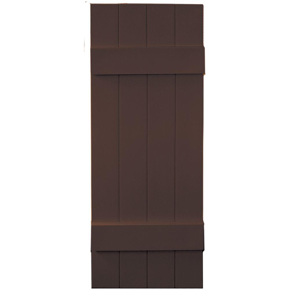 Builders Edge 14 in. x 39 in. BoardNBatten Shutters Pair, 4 Boards