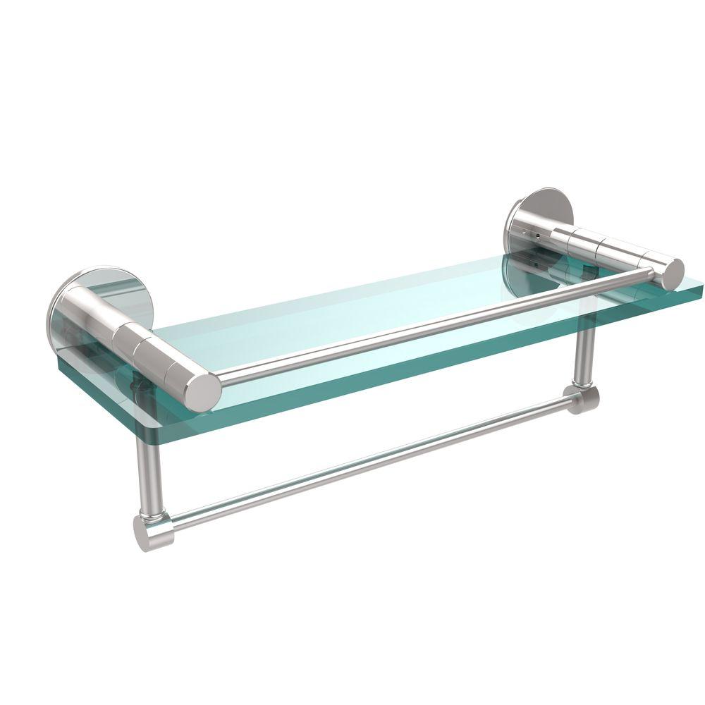 glass bathroom shelf with rail