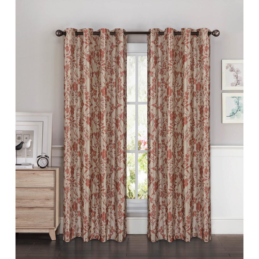 Window Elements Machine Washable Indoor Curtains D Florabotanica Printed Faux Silk Grommet Extra Wide Curtain Panel 54 In W