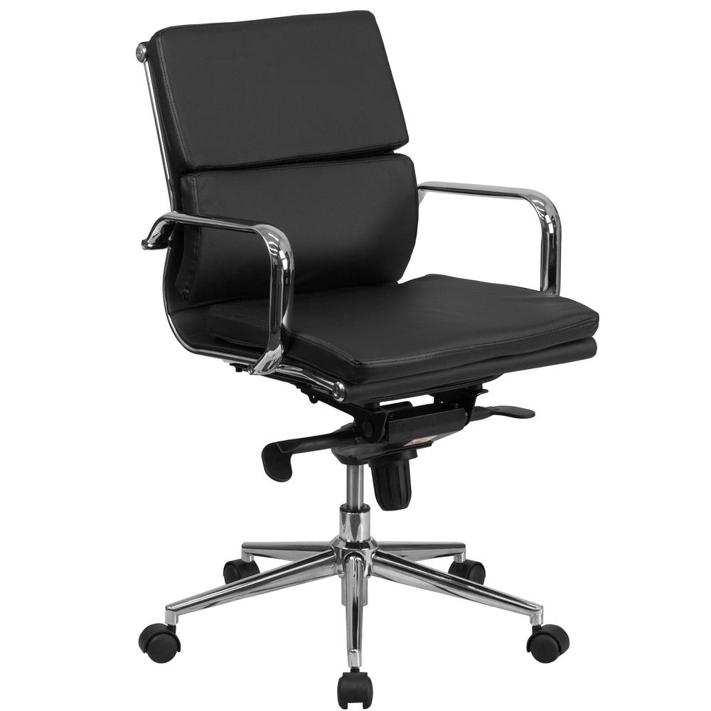 Flash Furniture Mid Back Black Leather Executive Swivel Office Chair Flash Furniture Mid Back Black Leather Executive Swivel Office Chair With Synchro Tilt Mechanism