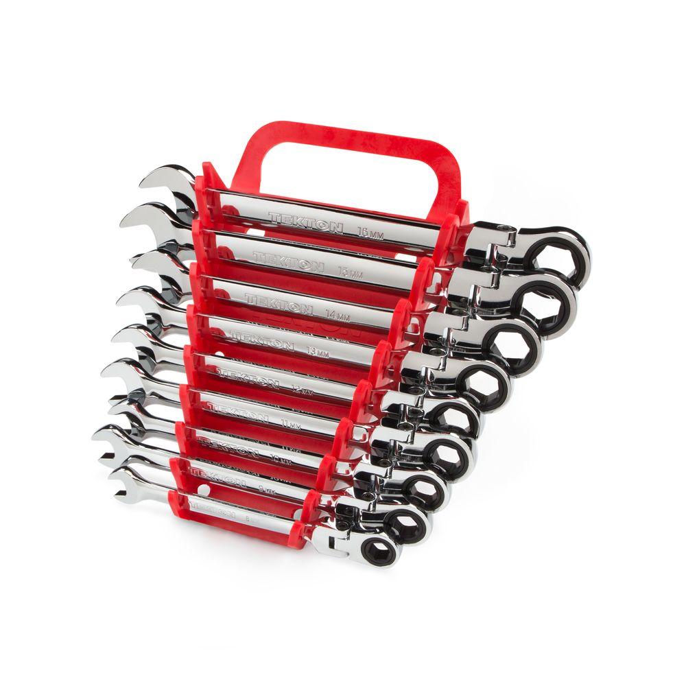 WBE24407 19 mm 6 mm Metric 7-Piece TEKTON 45-Degree Offset Box End Wrench Set with Store and Go Keeper