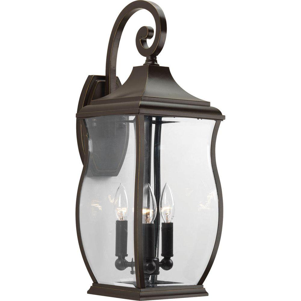 Progress Lighting Township Collection 3 Light Oil Rubbed Bronze Progress Lighting Township Collection 3 Light Oil Rubbed Bronze Outdoor Wall Lantern