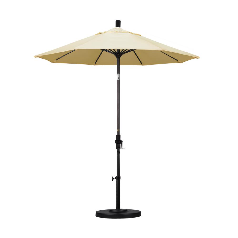 California Umbrella 7 5 Ft Bronze Aluminum Pole Fiberglass Ribs Market Collar Tilt Crank Lift Outdoor Patio Umbrella In Canvas Sunbrella Gscuf758117 5453 The Home Depot