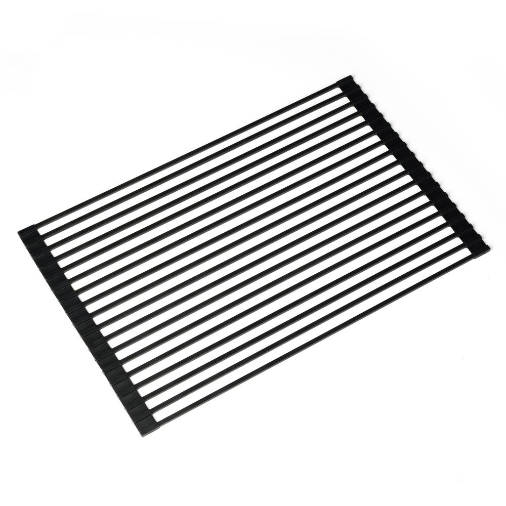 Kraus 20 5 In Over Sink Roll Up Dish Drying Rack In Black Krm