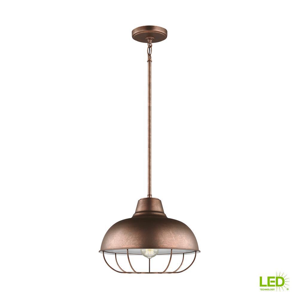 Sea Gull Lighting Jeyne 1 Light Weathered Copper Pendant With Led