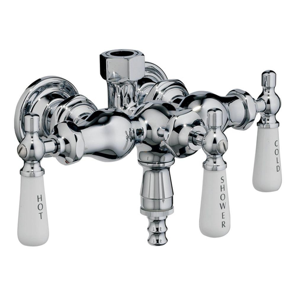 Pegasus 3 Handle Claw Foot Tub Faucet With Old Style Spigot And Lever   Polished Chrome Pegasus Claw Foot Tub Faucets 4073 Pl Cp 64 1000 