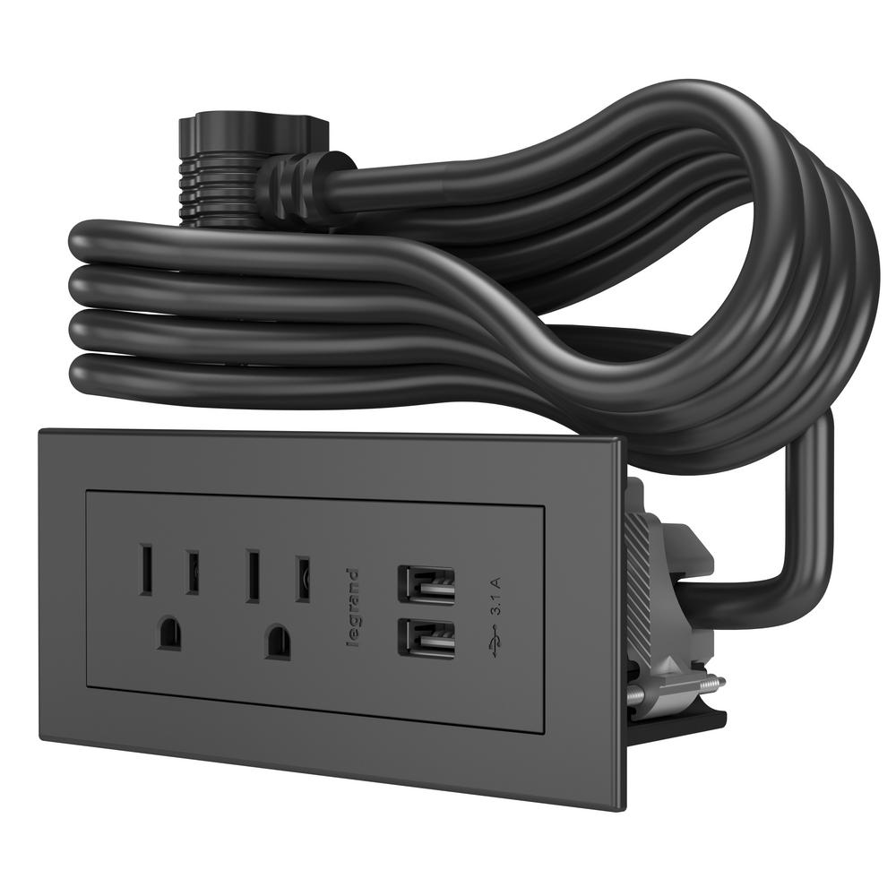 Legrand 6 ft. Cord 15 Amp 2Outlet and 2 Type A USB Radiant Furniture