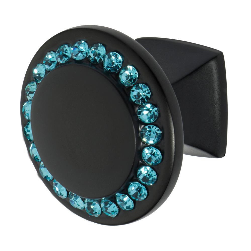 Wisdom Stone Isabel 1 1 4 In Black With Aqua Blue Crystal Cabinet