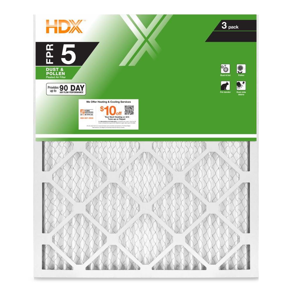 HDX 16 x 20 x 1 Standard Pleated Air Filter FPR 5 (3-Pack)
