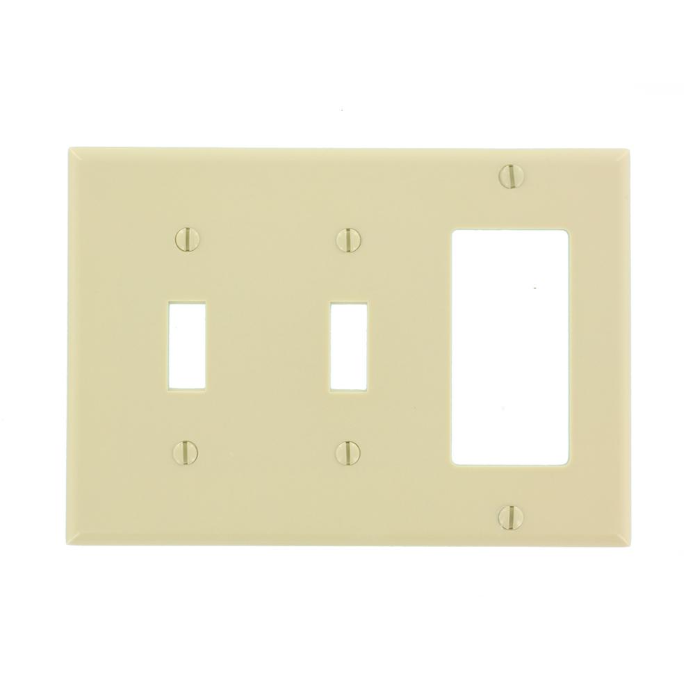 Leviton Ivory 3 Gang 2 Toggle 1 Decorator Rocker Wall Plate Pack 80421 I The Home Depot - Leviton Wood Wall Plates Leviton Ivory 3 Gang 2 Toggle 1 Decorator Rocker Wall Plate Pack 80421 I The Home Depot - Leviton Wood Wall Plates