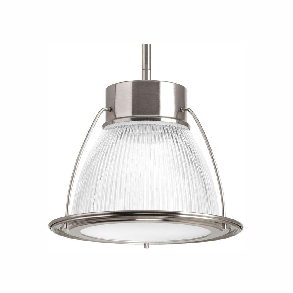 Progress Lighting 1 Light Brushed Nickel Integrated Led Mini Pendant With Clear Prismatic Glass Shade