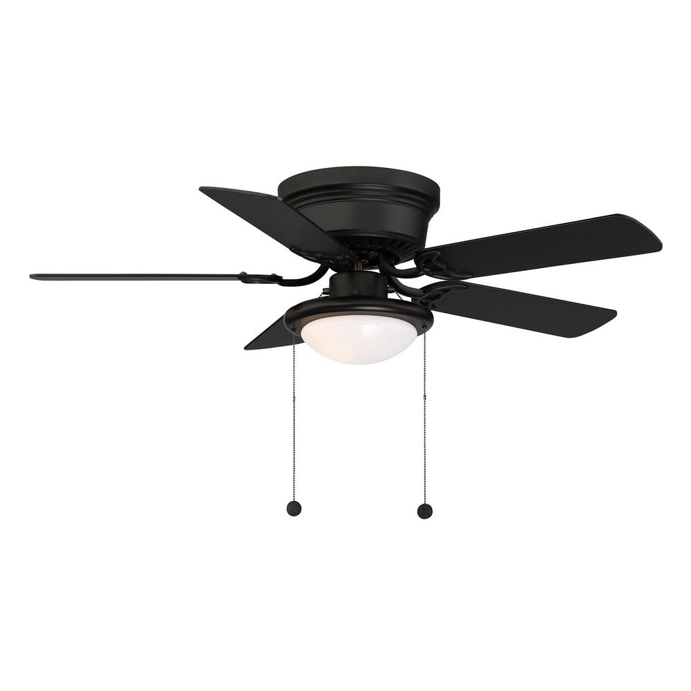 Hugger 44 in. LED Indoor Matte Black Ceiling Fan with Light Kit