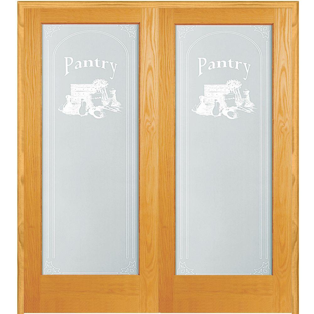 Mmi Door 60 In X 80 In Both Active Unfinished Pine Pantry Design 1 Lite Frost Prehung Interior French Door