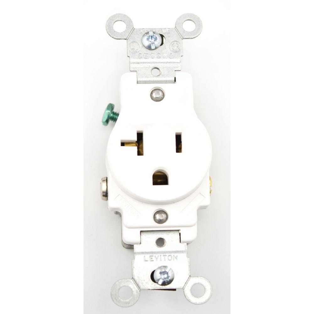 Leviton 20-Amp Commercial Grade Grounding Single Outlet, White-5801-W - The Home Depot