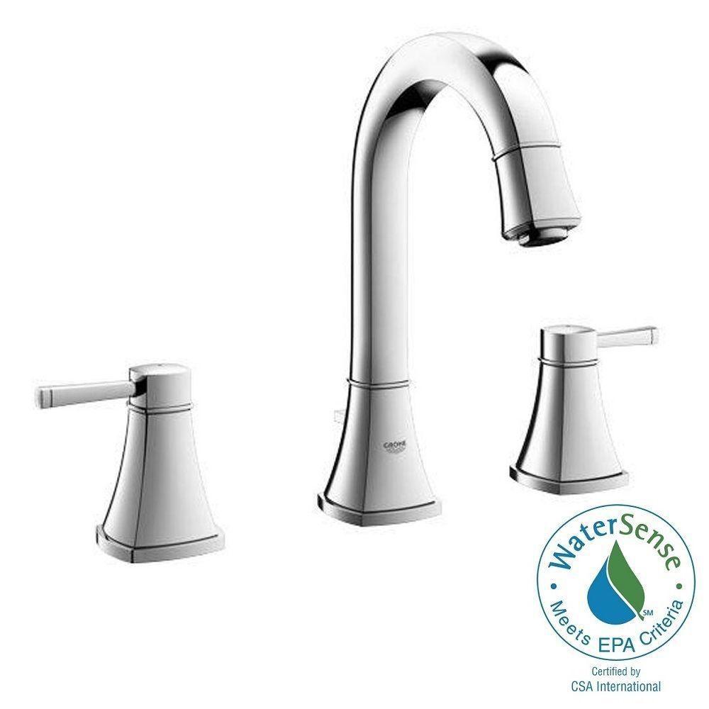 GROHE Geneva 8 in. Widespread 2-Handle Mid-Arc Bathroom Faucet in ...