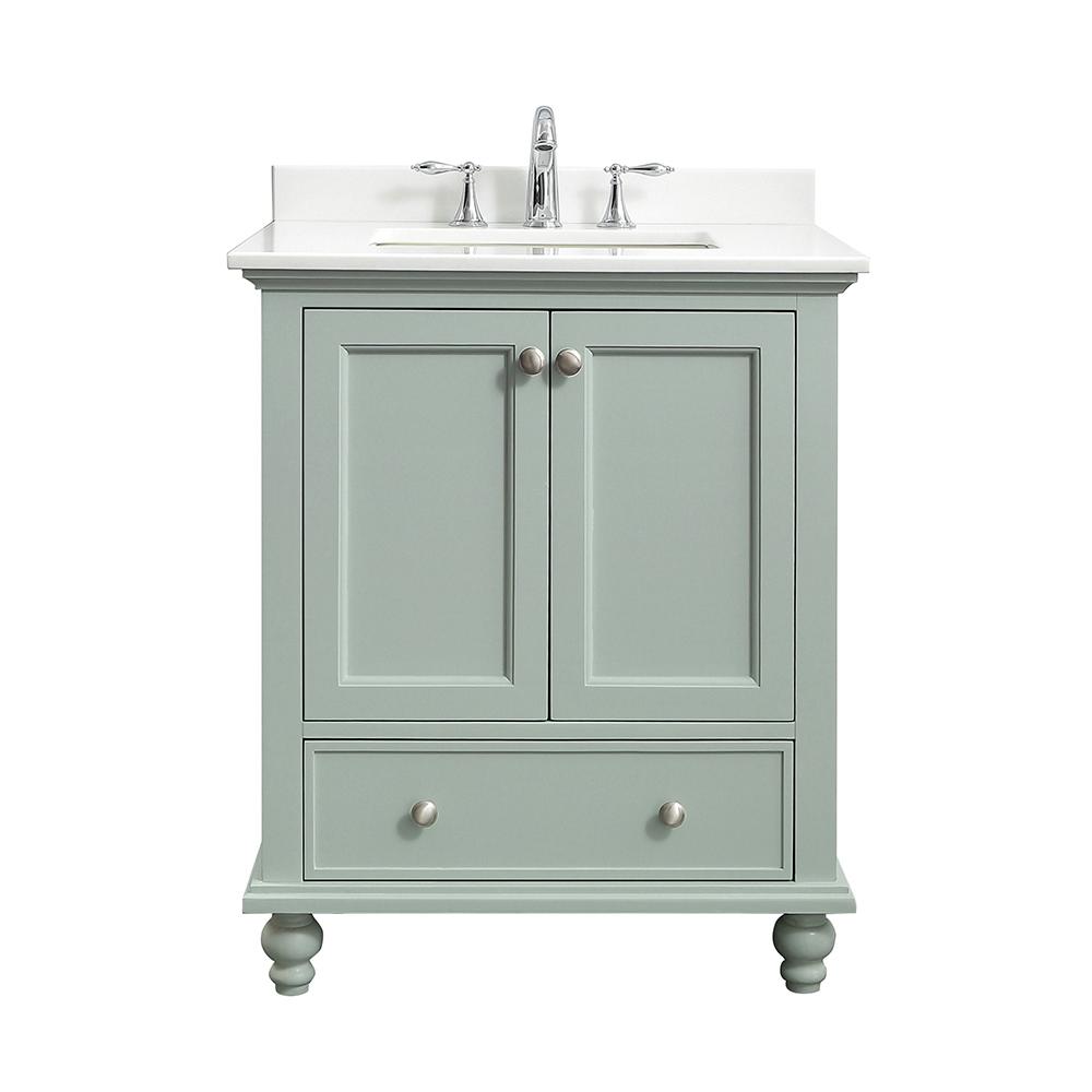 Home Decorators Collection Orillia 30 in. W x 22 in. D Vanity in Misty Latte with Marble Vanity ...