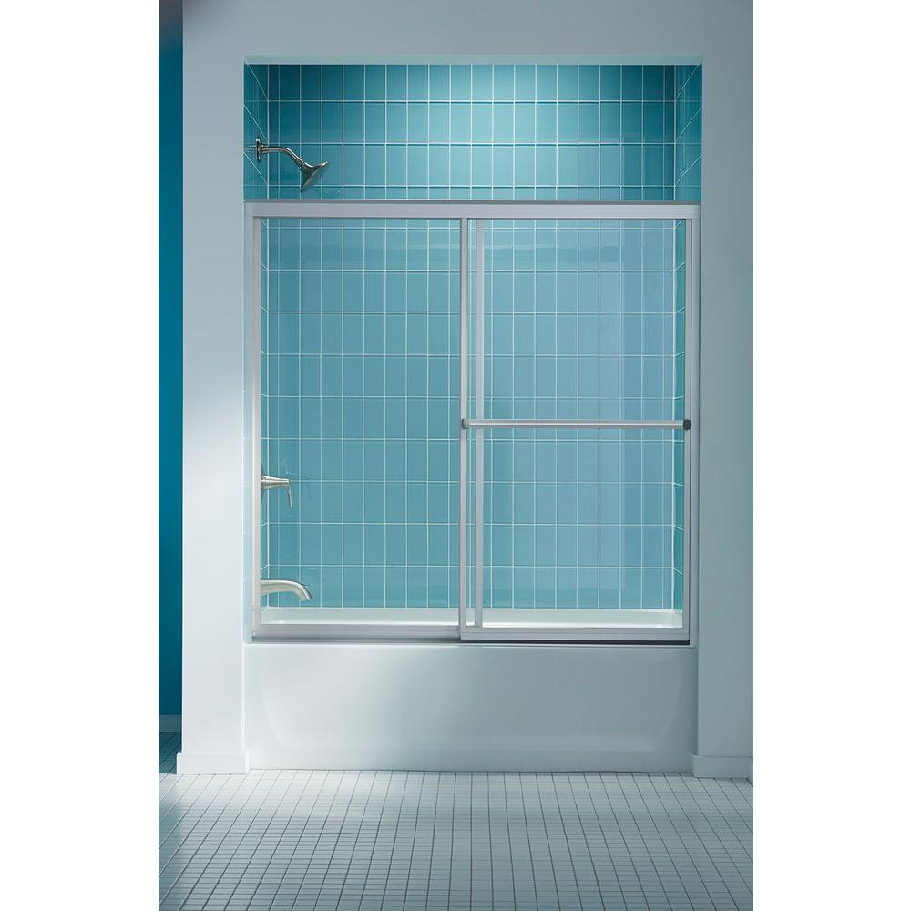 Sterling Prevail 59 3 8 In X 56 3 8 In Framed Sliding Bathtub Door In Nickel With Handle