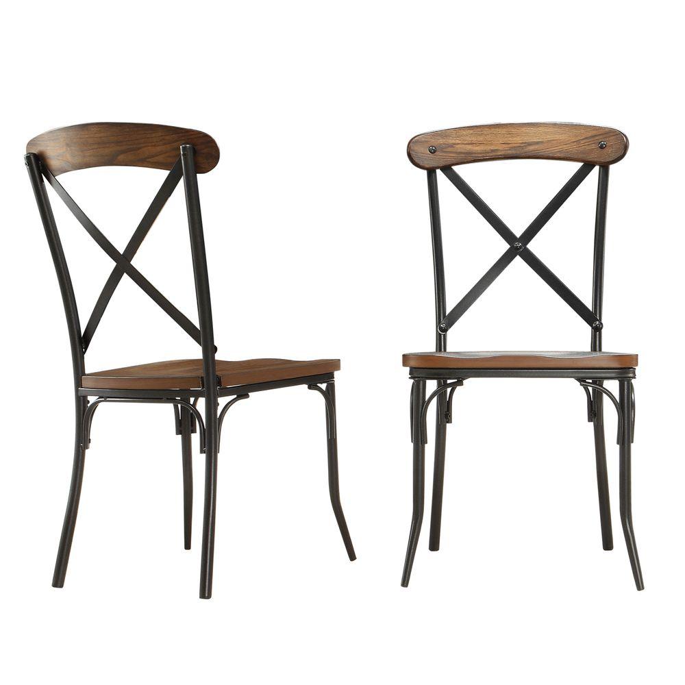 HomeSullivan Cabela Distressed Ash Wood And Metal Dining Chair Set Of 2 405099S2PC The Home Depot