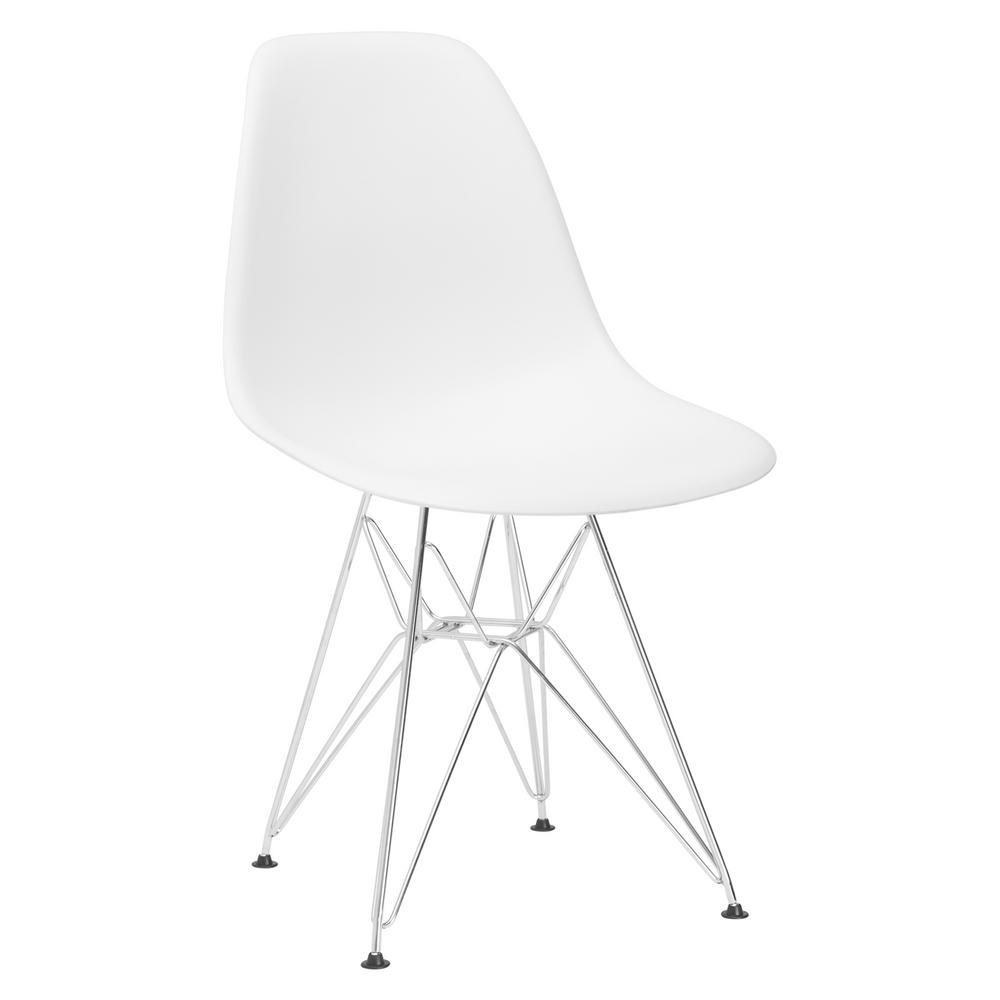 Poly And Bark Padget Chrome White Side Chair Em 104 Crm Whi Poly And Bark Padget Chrome White Side Chair