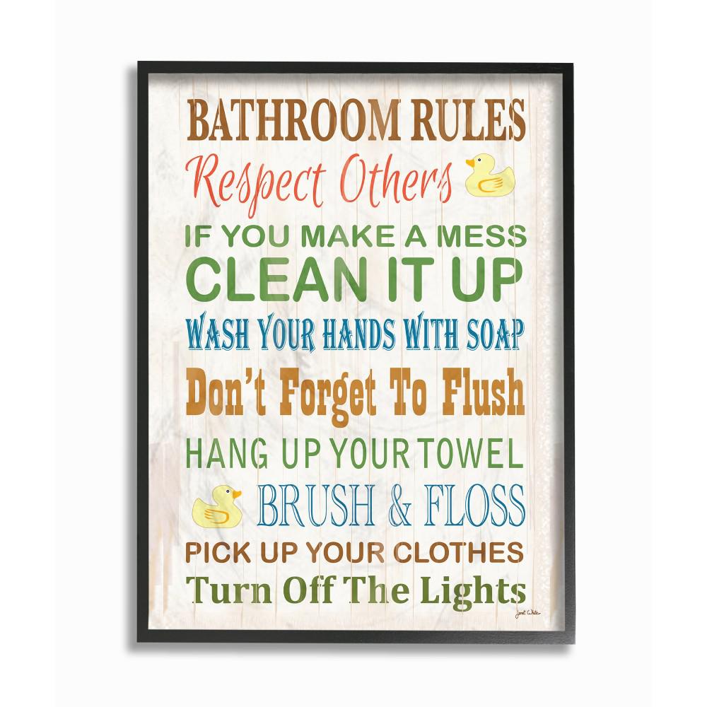 Bath Wall Art Decor The Home Depot Bathroom Rules Typography Rubber Ducky By Janet