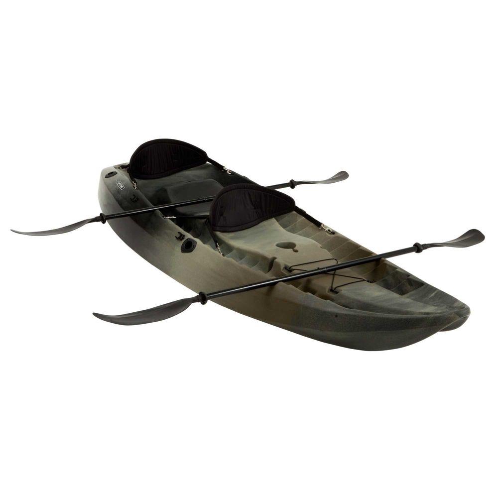 lifetime camo sport fisher tandem kayak with paddles and