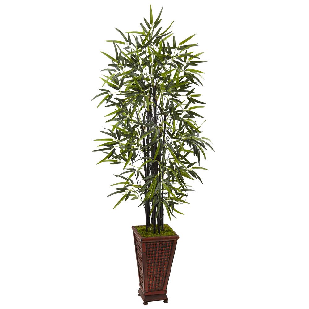 Nearly Natural Indoor Black Bamboo Artificial Tree in Decorative ...