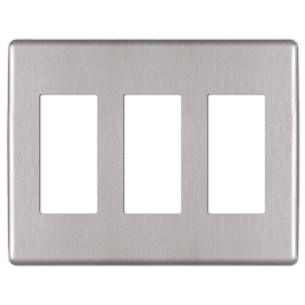 Hampton Bay Kentley Screwless Steel 3Decora Wall Plate, Brushed Nickel