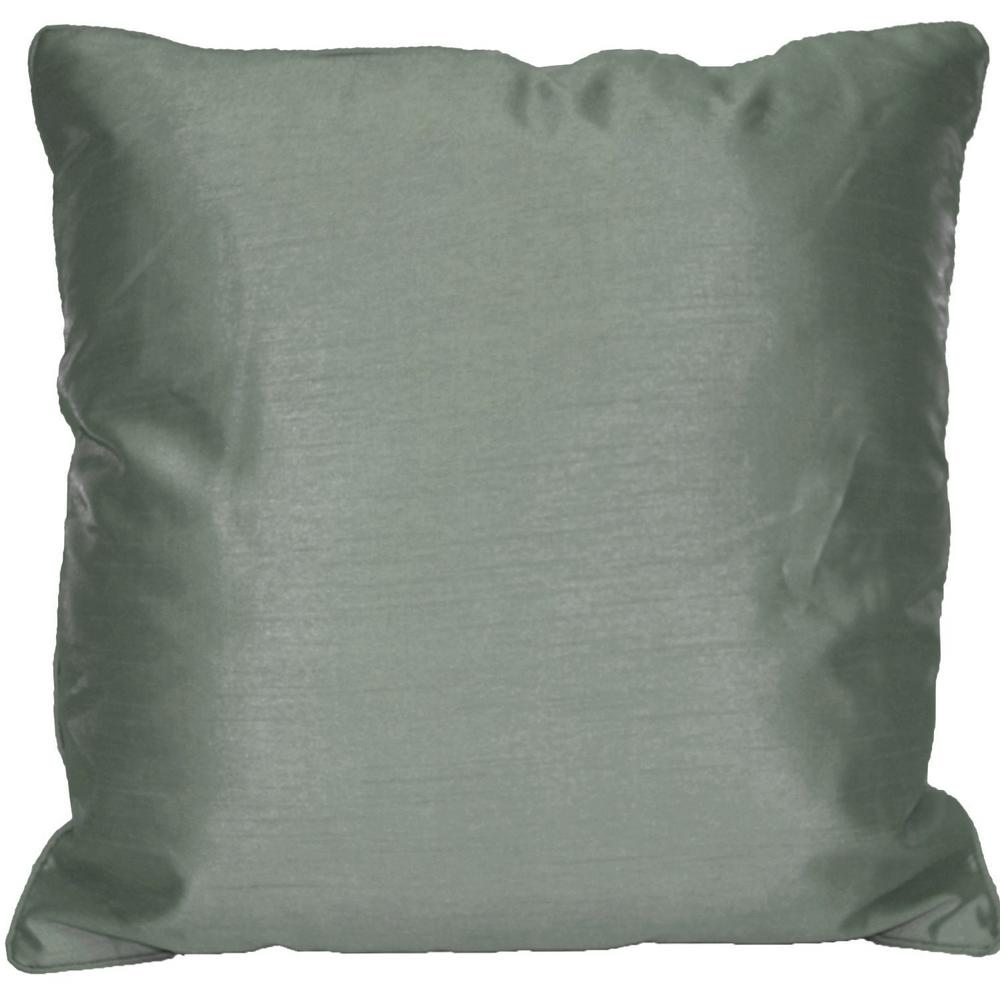 Faux Silk Steel Gray Solid Faux Silk Polyester 18 In X 18 In Throw Pillow